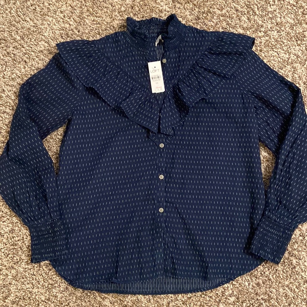 (NWT) Loft ruffle long sleeve shirt